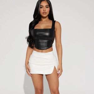 FASHION NOVA Faux Leather Micro Mini Skirt - Off White NWT size M